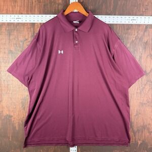 Under Armour Performance Polo Shirt Short Sleeve Collar Maroon Logo Men's‎ 3XL